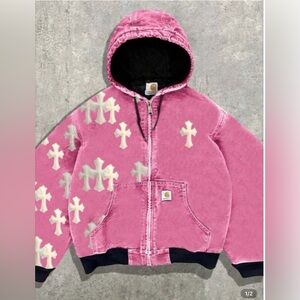 Carhartt Pink and Cream Cross Hoodie